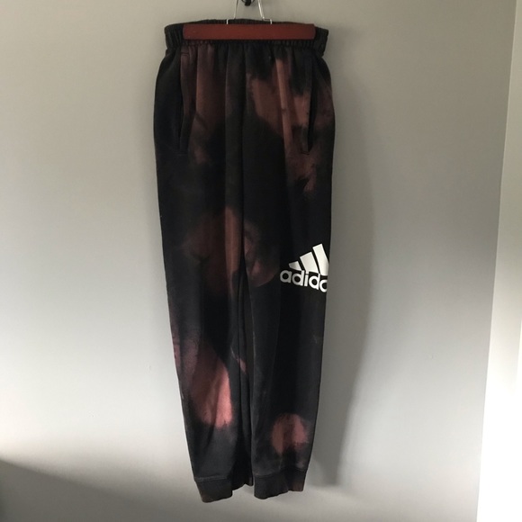 adidas Pants - Bleach Dyed Black Adidas Sweat Pants